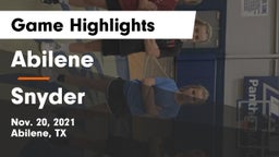 Abilene  vs Snyder  Game Highlights - Nov. 20, 2021