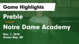 Preble  vs Notre Dame Academy Game Highlights - Dec. 7, 2018