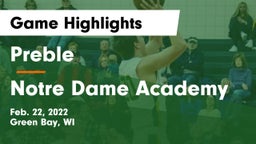 Preble  vs Notre Dame Academy Game Highlights - Feb. 22, 2022