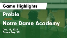 Preble  vs Notre Dame Academy Game Highlights - Dec. 15, 2023