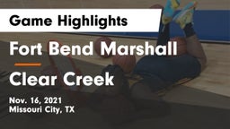 Fort Bend Marshall  vs Clear Creek  Game Highlights - Nov. 16, 2021