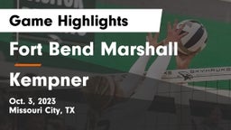 Fort Bend Marshall  vs Kempner  Game Highlights - Oct. 3, 2023