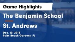 The Benjamin School vs St. Andrews  Game Highlights - Dec. 10, 2018