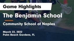 The Benjamin School vs Community School of Naples Game Highlights - March 22, 2022