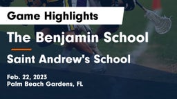The Benjamin School vs Saint Andrew's School Game Highlights - Feb. 22, 2023