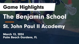 The Benjamin School vs St. John Paul II Academy Game Highlights - March 13, 2024