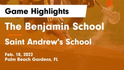 The Benjamin School vs Saint Andrew's School Game Highlights - Feb. 18, 2022