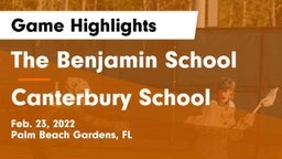 The Benjamin School vs Canterbury School Game Highlights - Feb. 23, 2022