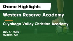 Western Reserve Academy vs Cuyahoga Valley Christian Academy  Game Highlights - Oct. 17, 2020