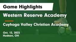 Western Reserve Academy vs Cuyhoga Valley Christian Academy Game Highlights - Oct. 12, 2023