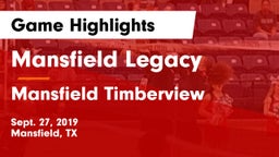 Mansfield Legacy  vs Mansfield Timberview  Game Highlights - Sept. 27, 2019