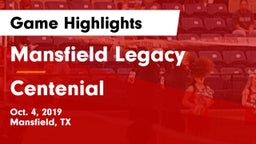 Mansfield Legacy  vs Centenial Game Highlights - Oct. 4, 2019