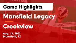 Mansfield Legacy  vs Creekview  Game Highlights - Aug. 13, 2022