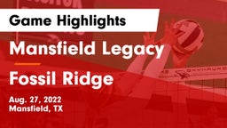 Mansfield Legacy  vs Fossil Ridge  Game Highlights - Aug. 27, 2022