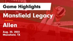 Mansfield Legacy  vs Allen  Game Highlights - Aug. 20, 2022