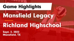 Mansfield Legacy  vs Richland Highschool Game Highlights - Sept. 2, 2022