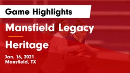 Mansfield Legacy  vs Heritage  Game Highlights - Jan. 16, 2021