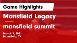 Mansfield Legacy  vs mansfield summit Game Highlights - March 3, 2021