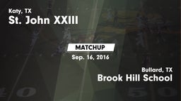 Matchup: Pope John XXIII vs. Brook Hill School 2016