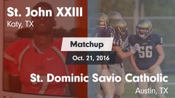 Matchup: Pope John XXIII vs. St. Dominic Savio Catholic  2016