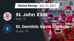 Recap: St. John XXIII  vs. St. Dominic Savio Catholic  2017
