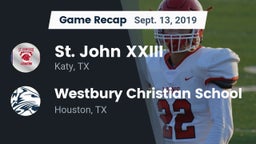 Recap: St. John XXIII  vs. Westbury Christian School 2019