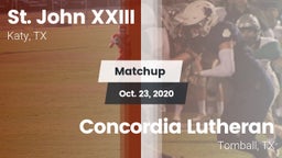 Matchup: Pope John XXIII vs. Concordia Lutheran  2020