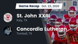 Recap: St. John XXIII  vs. Concordia Lutheran  2020
