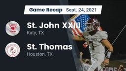 Recap: St. John XXIII  vs. St. Thomas  2021