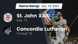 Recap: St. John XXIII  vs. Concordia Lutheran  2021