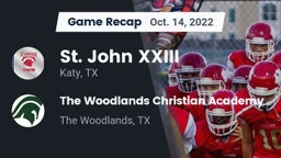 Recap: St. John XXIII  vs. The Woodlands Christian Academy  2022