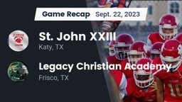 Recap: St. John XXIII  vs. Legacy Christian Academy  2023