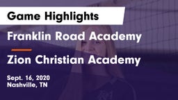 Franklin Road Academy vs Zion Christian Academy Game Highlights - Sept. 16, 2020