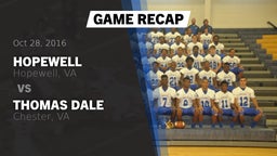 Recap: Hopewell  vs. Thomas Dale  2016