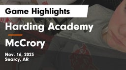 Harding Academy  vs McCrory  Game Highlights - Nov. 16, 2023
