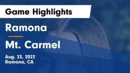 Ramona  vs Mt. Carmel  Game Highlights - Aug. 23, 2022