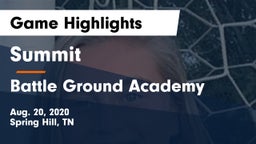Summit  vs Battle Ground Academy  Game Highlights - Aug. 20, 2020