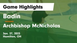 Badin  vs Archbishop McNicholas  Game Highlights - Jan. 27, 2023