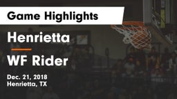 Henrietta  vs WF Rider  Game Highlights - Dec. 21, 2018