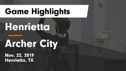 Henrietta  vs Archer City  Game Highlights - Nov. 22, 2019