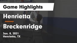 Henrietta  vs Breckenridge  Game Highlights - Jan. 8, 2021