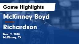 McKinney Boyd  vs Richardson  Game Highlights - Nov. 9, 2018