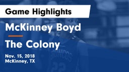 McKinney Boyd  vs The Colony  Game Highlights - Nov. 15, 2018