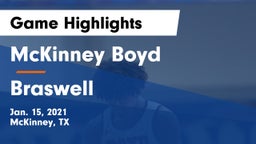 McKinney Boyd  vs Braswell  Game Highlights - Jan. 15, 2021
