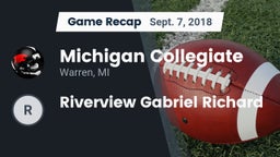 Recap: Michigan Collegiate vs. Riverview Gabriel Richard 2018