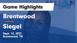 Brentwood  vs Siegel Game Highlights - Sept. 12, 2022