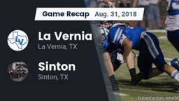 Recap: La Vernia  vs. Sinton  2018