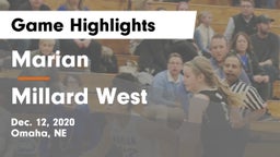 Marian  vs Millard West  Game Highlights - Dec. 12, 2020