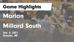 Marian  vs Millard South  Game Highlights - Jan. 5, 2021