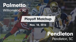 Matchup: Palmetto  vs. Pendleton  2016
